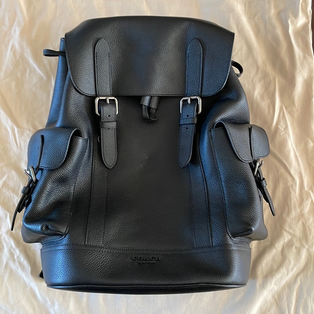 All leather backpack with laptop compartment